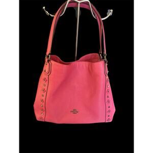 Coach Eddie 31 Shoulder Bag w/Tea Rose Riverts Hot Pink Pebble Leather
